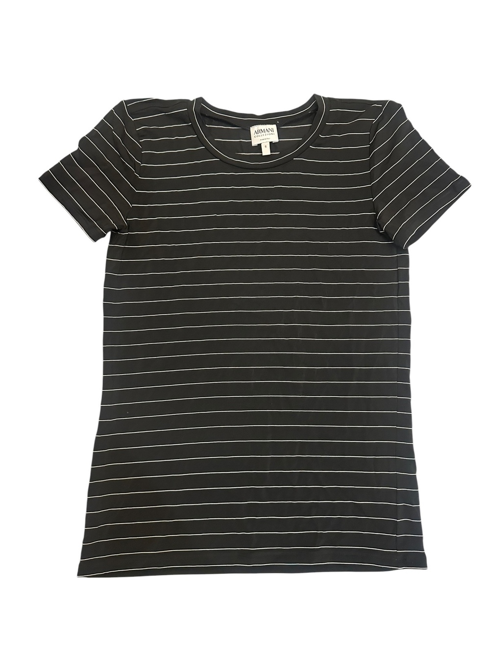 Armani Collezioni Made in Italy Black & White Striped Tee | Size 6